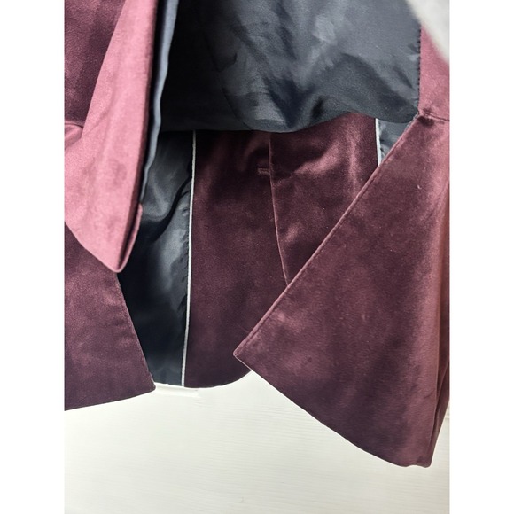 J Ferrar Mens Velvet Sports Coat Blazer Size 38R Slim Fit (Merlot Burgundy) - Picture 10 of 11